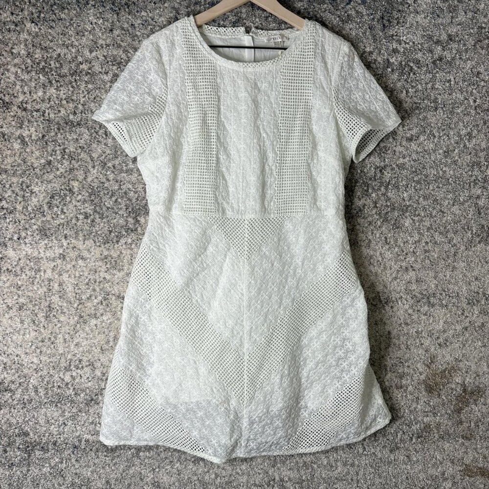 Precis Dress Womens 14 White Lace Mesh Short Sleeve Fit‎ & Flare Party Occasion